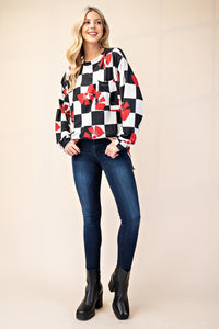 Thumbnail for Celeste Checkered Bow Print Round Neck T-Shirt - T - 1 COLOR -