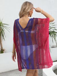 Thumbnail for Openwork Contrast V-Neck Cover-Up - T - 3 COLORS -