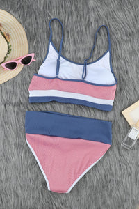 Thumbnail for Color Block Scoop Neck Two-Piece Swim Set - T - 1 COLOR -