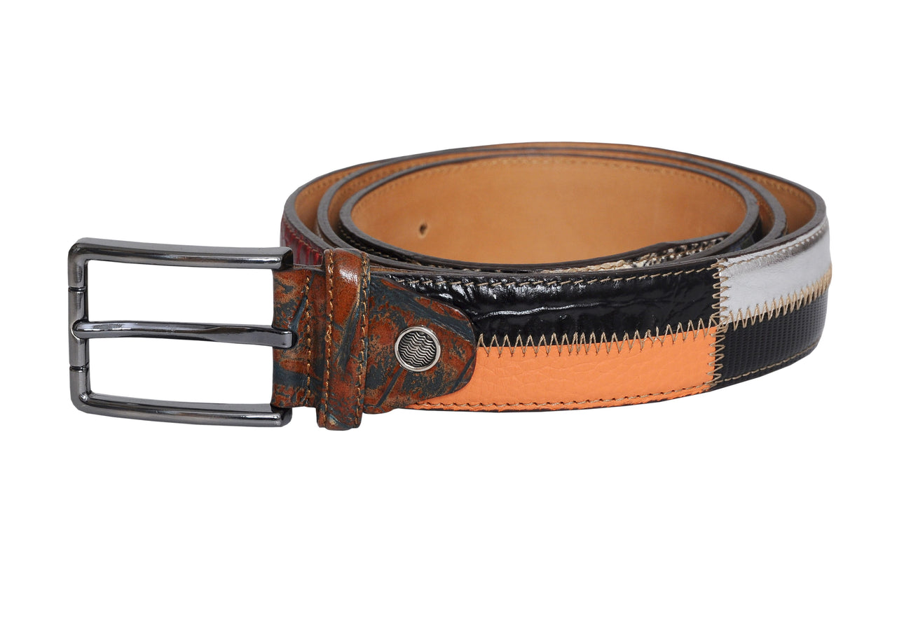 Jkel - Rainbow Black Brown Leather Men Belt -