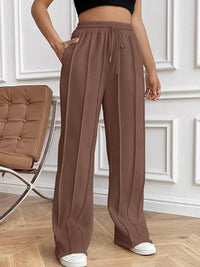 Thumbnail for Drawstring Wide Leg Pants with Pockets - T - 5 COLORS -