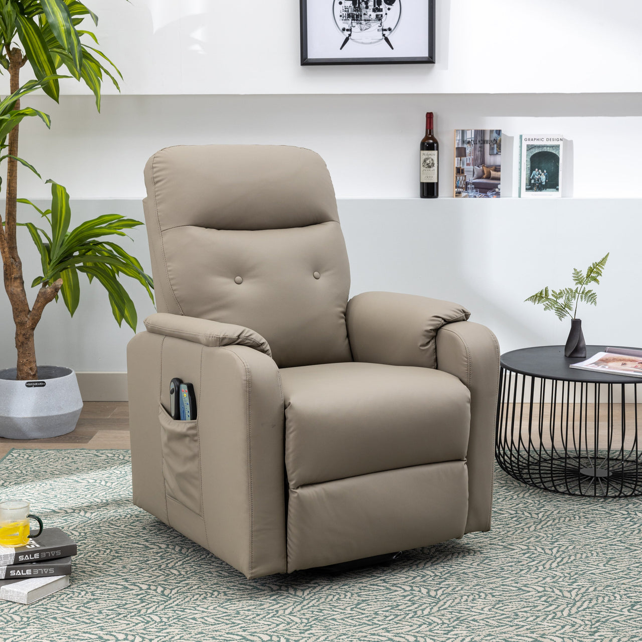 Massage Recliner Chair Electric Power Lift Chairs With Side Pocket, Adjustable Massage and Heating Function for Adults A