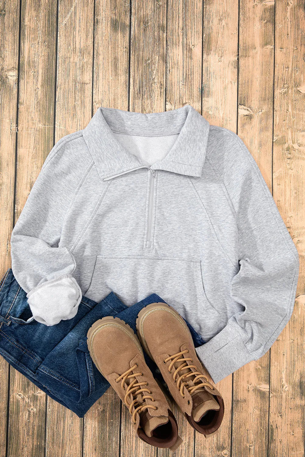 Half Zip Long Sleeve Sweatshirt - T - 1 COLOR -