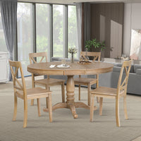 Thumbnail for Modern Dining Table Set for 4,Round Table and 4 Kitchen Room Chairs,5 Piece Kitchen Table Set for Dining Room,Dinette,Br