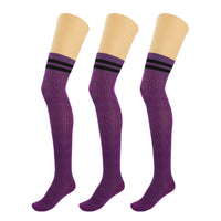 Thumbnail for 3 Pairs Over the Knee Thigh High Socks Warm Stocking Women Boot Socks - FITS SIZES 5-10 - 10 COLORS -