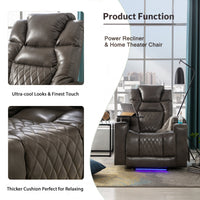 Thumbnail for Power Motion Recliner With USB Charging Port and Hidden Arm Storage, Home Theater Seating With 2 Convenient Cup Holders