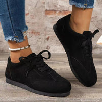 Thumbnail for Suede Lace-Up Flat Sneakers - T - 4 COLORS -