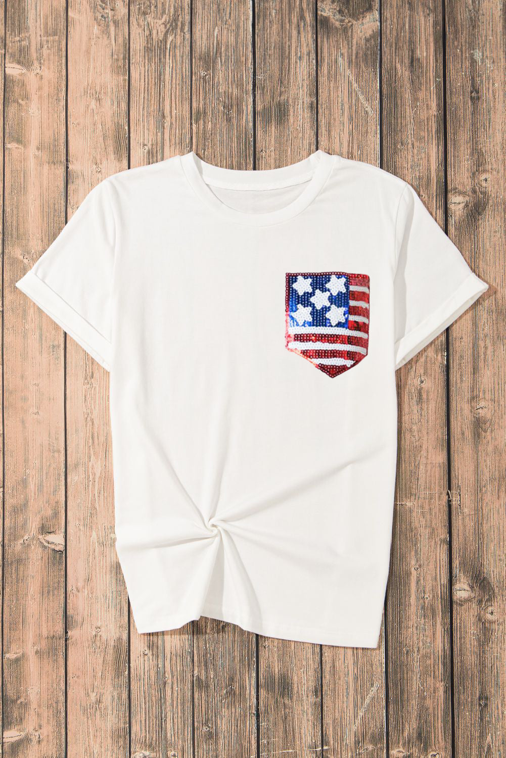 US Flag Round Neck Short Sleeve T-Shirt - T - 1 COLOR -