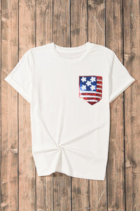 Thumbnail for US Flag Round Neck Short Sleeve T-Shirt - T - 1 COLOR -