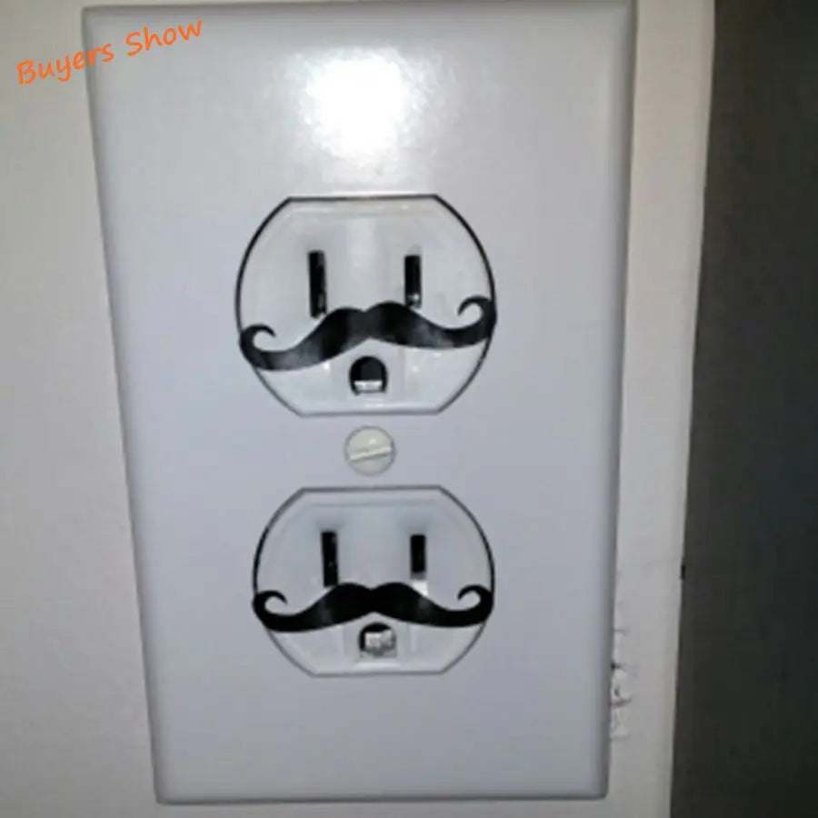 12pcs Funny Light Switch Sticker Mustache Funny Outlet Vinyl Decal Stickers  - 12 MOUSTACHES -