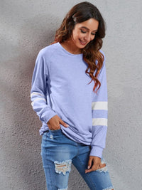 Thumbnail for Full Size Striped Round Neck Long Sleeve T-Shirt - T - 1 COLOR -