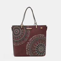 Thumbnail for Nicole Lee USA Metallic Stitching Embroidery Inlaid Rhinestone Tote Bag - T - 4 COLORS -