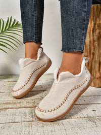 Thumbnail for Faux Fur Round Toe Flat Sneakers - T - 4 COLORS -