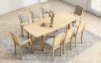 Thumbnail for Rustic Extendable 84inch Dining Table Set With 24inch Removable Leaf , 6 Upholstered Armless Dining Chairs and 2 Padded