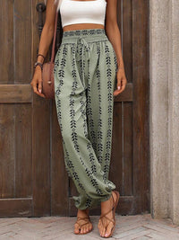 Thumbnail for Tied Printed High Waist Pants - T - 5 COLORS -