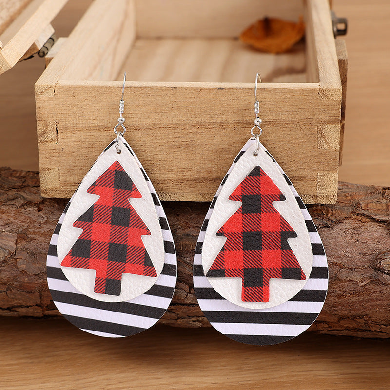 Christmas Tree Faux Leather Earrings - T - 2 COLORS -