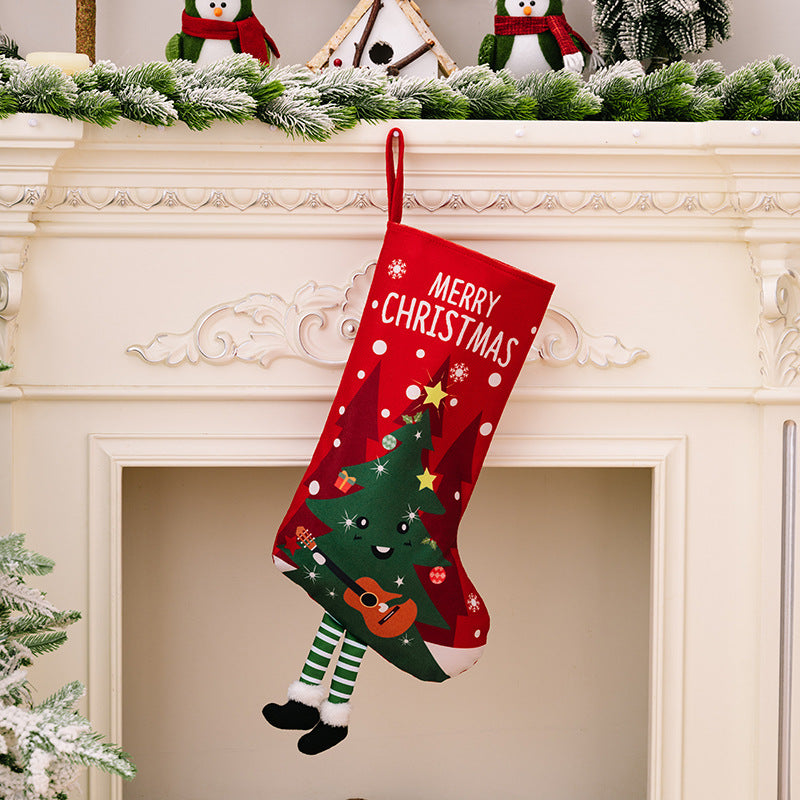 Printed Christmas Stocking Hanging Dangling legs & feet  - [5-10 DAY DELIVERY] - 21.7" HT. - 4 TYPES - T -