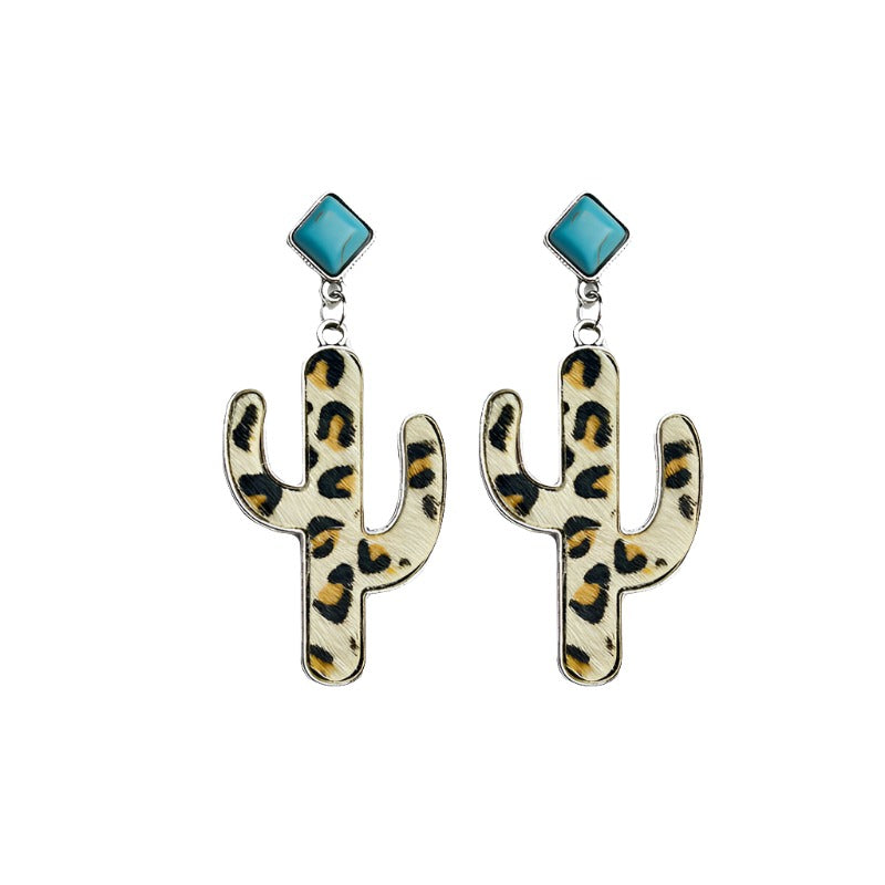 Turquoise Cactus Earrings - T - 4 STYLES/COLORS -