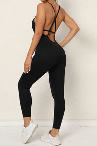 Thumbnail for Crisscross Spaghetti Strap Active Jumpsuit - T - 12 COLORS -