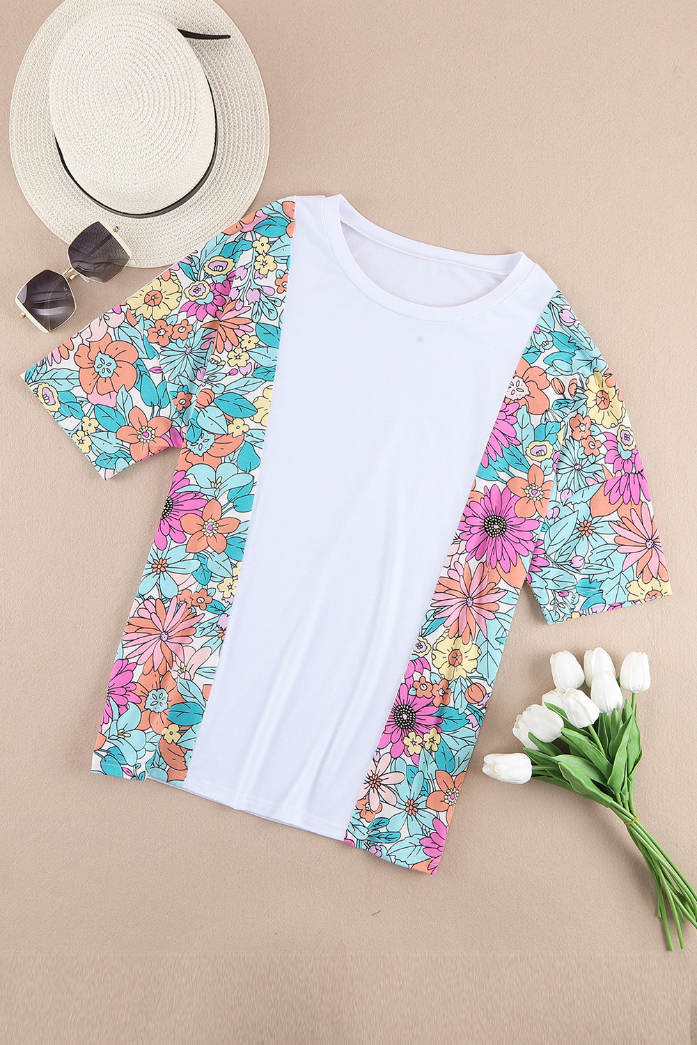 Printed Round Neck Half Sleeve T-Shirt - T - 1 COLOR -