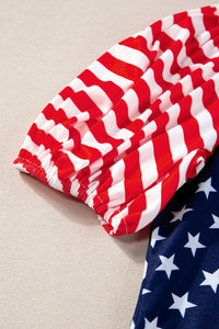 Thumbnail for Stars and Stripes Round Neck Short Sleeve Top - T - 1 COLOR -