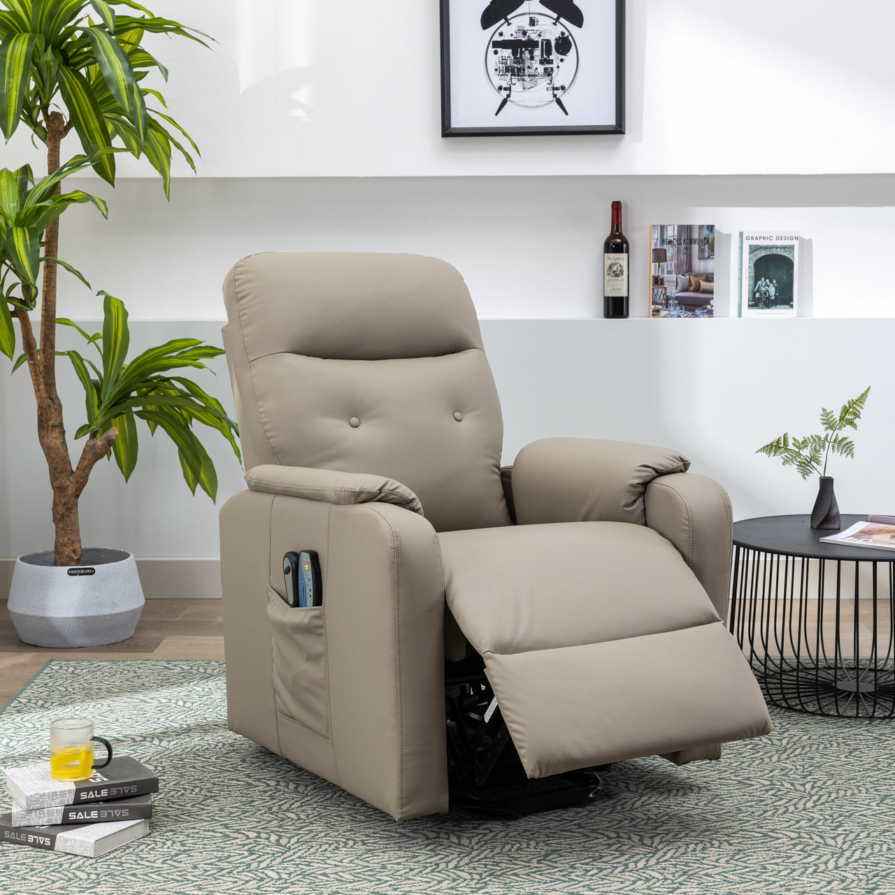 Massage Recliner Chair Electric Power Lift Chairs With Side Pocket, Adjustable Massage and Heating Function for Adults A