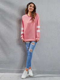 Thumbnail for Full Size Striped Round Neck Long Sleeve T-Shirt - T - 1 COLOR -