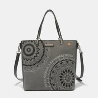 Thumbnail for Nicole Lee USA Metallic Stitching Embroidery Inlaid Rhinestone Tote Bag - T - 4 COLORS -