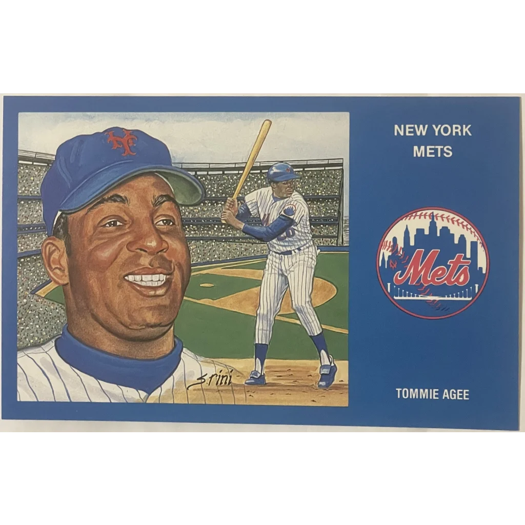 Vintage ⚾ 1980s Limited Edition Only 5000 Ever! 1969 Tommie Agee NY Mets Postcard