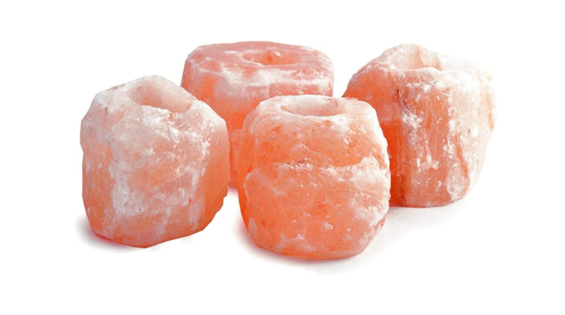 Zenys UK - Handcrafted Himalayan Salt Candle Holder - 2 COLORS - SINGLE OR SET OF 4 -