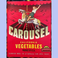 Thumbnail for Vintage 1950s Carousel Crate Label, San Jose, CA, Child, Merry Go Round