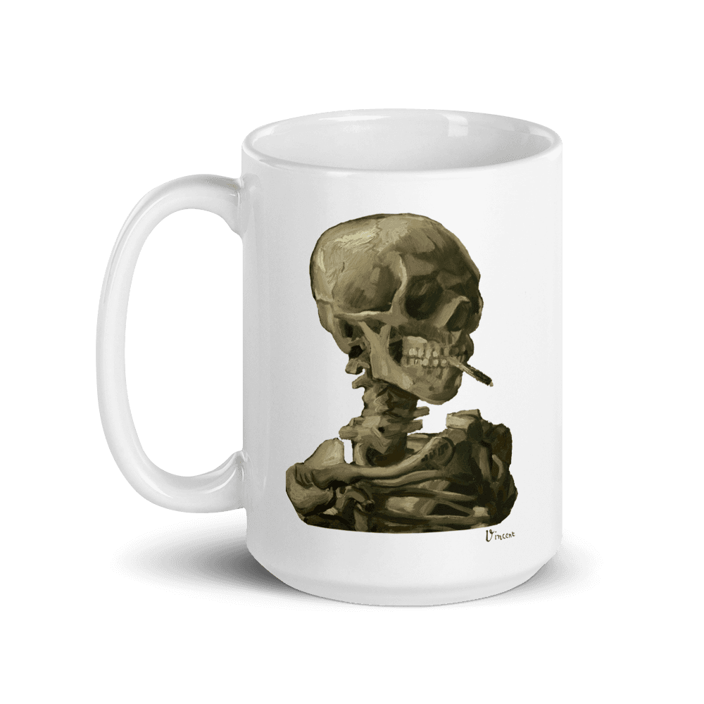 Van Gogh Skull of a Skeleton With Burning Cigarette 1886 Mug - 2 SIZES - 1 COLOR -