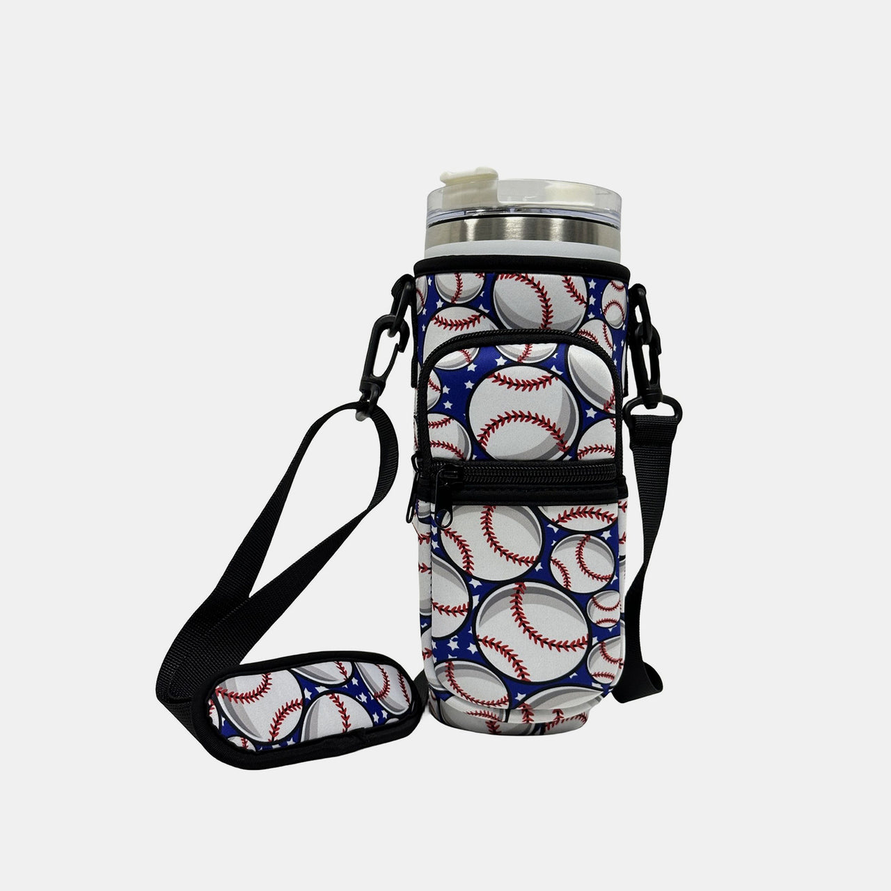 40 Oz Insulated Tumbler Cup Sleeve With Adjustable Shoulder Strap - T - 7 COLORS / 3 PATTERNS -