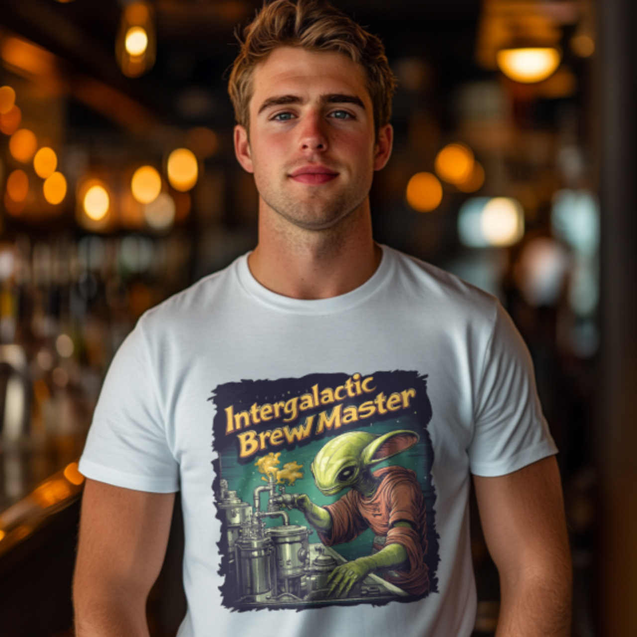 Intergalactic BrewMaster Alien Tee, Fun Alien T-Shirt