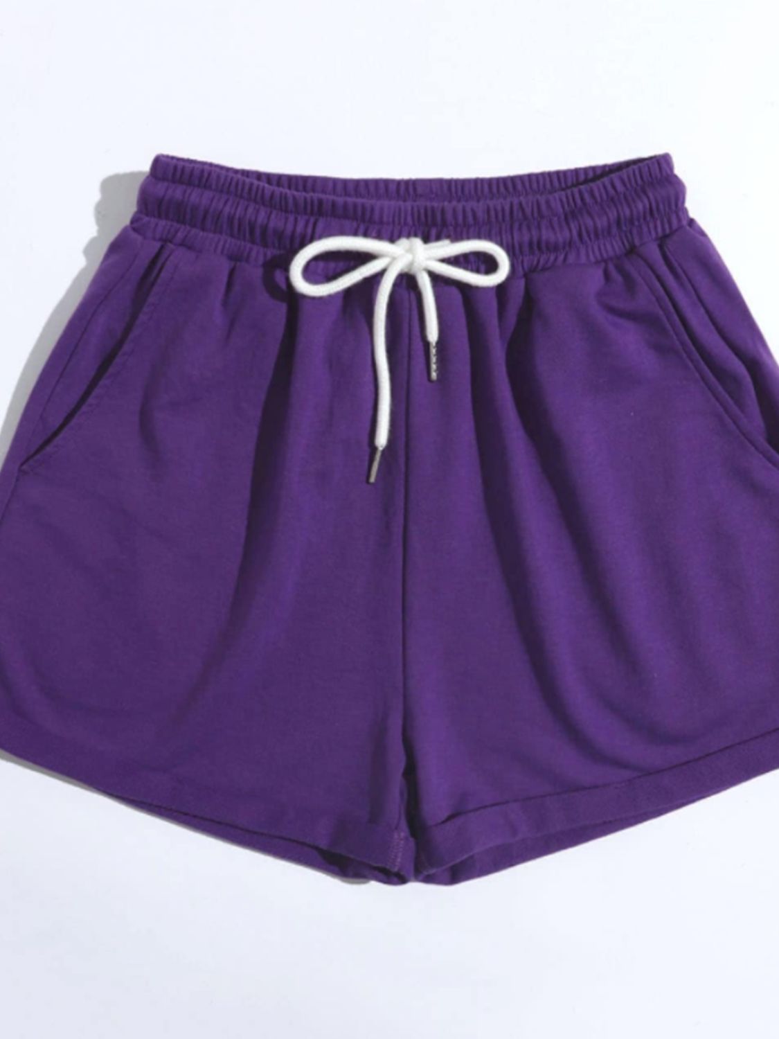 Drawstring Shorts with Pockets - T - 1 COLOR -