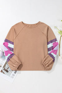 Thumbnail for Flower Patch Round Neck Balloon Sleeve Top - T - 3 COLORS -