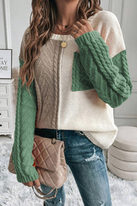 Thumbnail for Double Take Full Size Color Block Drop Shoulder Sweater - 3 SIZE COMBOS - T - 2 COLORS