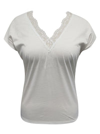 Thumbnail for Full Size Lace Detail V-Neck Short Sleeve Blouse - T - 2 COLORS -