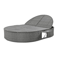 Thumbnail for Outdoor Sun Bed Patio 2-Person Daybed With Cushions and Pillows, Rattan Garden Reclining Chaise Lounge With Adjustable B