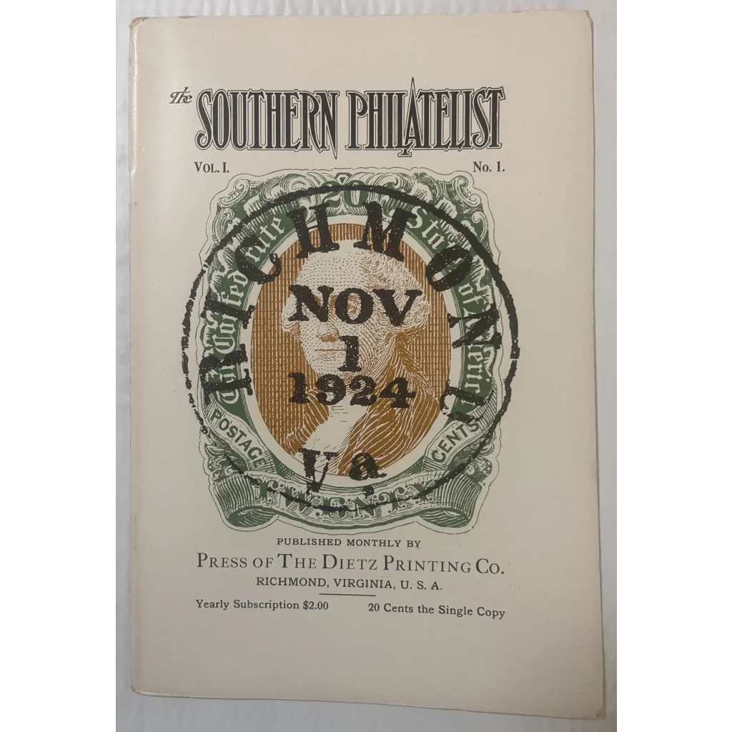 First Edition Antique 1924 Southern Philatelist, Stamps of the Confederacy