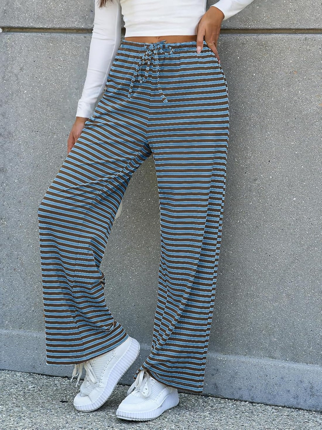 Lovelet Striped Wide Leg Pants - T - 5 COLORS -