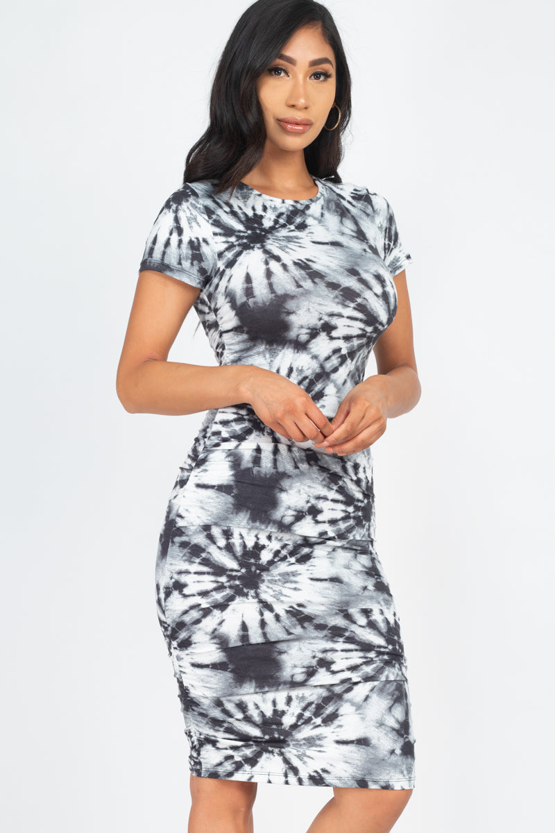 Capella - Tie-Dye Ruched Bodycon Dress - 4 COLORS -