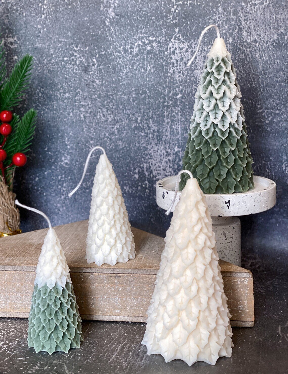 Christmas Tree Candles | Pine Trees | Holiday Decor - 4 STYLES - 4 FRAGRENCES -