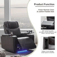 Thumbnail for Power Motion Recliner With USB Charging Port and Hidden Arm Storage 2 Convenient Cup Holders Design and 360° Swivel Tray