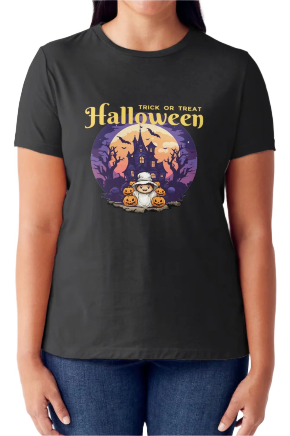 Simply Love Full Size TRICK OR TREAT Short Sleeve Tubular T-Shirt - T - 2 COLORS -