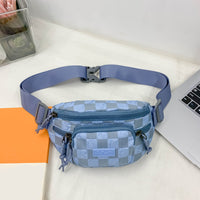 Thumbnail for Checkered Adjustable Strap Nylon Crossbody Bag - T - 4 COLORS -