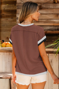 Thumbnail for Color Block Round Neck Cap Sleeve T-Shirt - T - 4 COLORS -