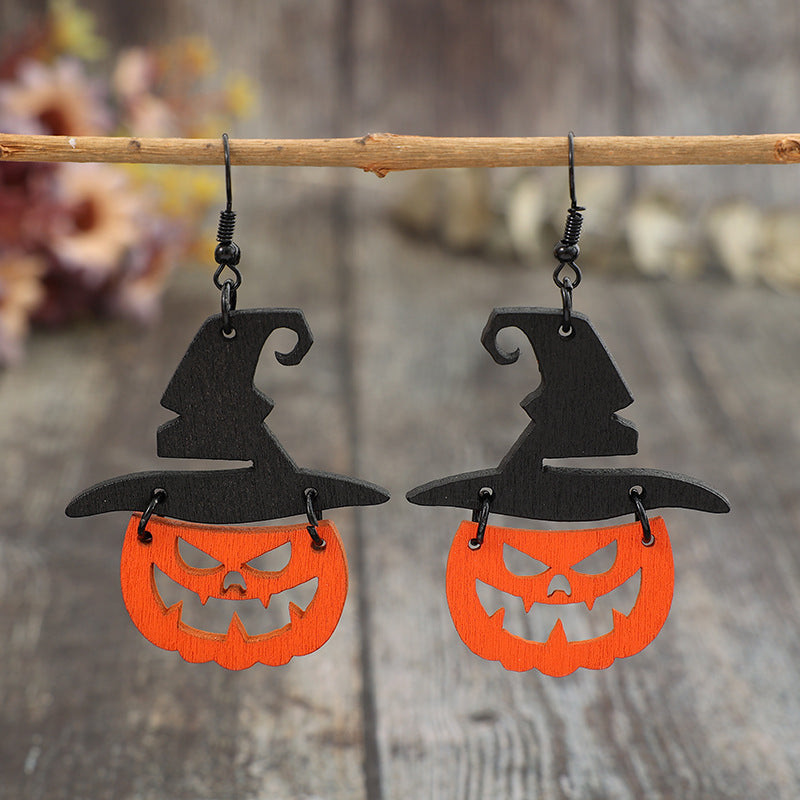 Wooden Pumpkin Shape Earrings - T - 1 COLOR -