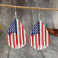 Thumbnail for PU Leather US Flag Teardrop Shape Earrings - T -