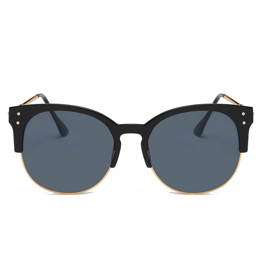 Cramilo - ABANDA |  Round Mirrored Flat Lens Half Frame Sunglasses Circle - 4 COLORS -